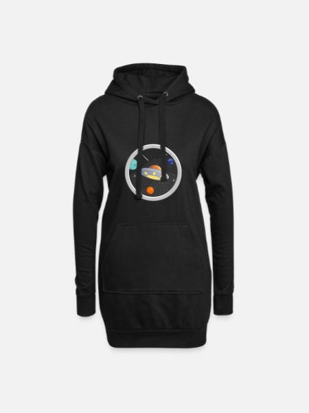 Fenêtre dans l'espace avec UFO - Sweat-shirt à capuche long Femme - noir