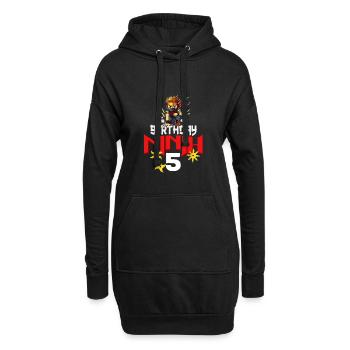 Kinder Geburtstag Ninja Grafik - 5 Jahre alte Ninja - Hoodie-Kleid - Schwarz - Vorne