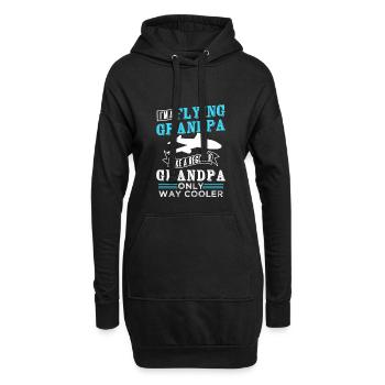 Pilot fliegender Opa - Hoodie-Kleid - Schwarz - Vorne