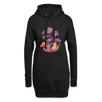 Magic Mushrooms Shirt - Hoodie-Kleid - Schwarz - Vorne
