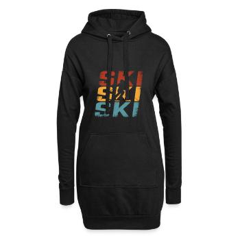Ski rétro Ski - Sweat-shirt à capuche long Femme - noir - Devant