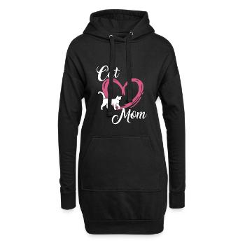 Katzen Mama Motiv Frauen Geschenk Katzenhalter - Hoodie-Kleid - Schwarz - Vorne