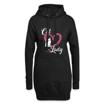 Niedliches Katzen Spruch Outfit Cat Lady Katzen - Hoodie-Kleid - Schwarz - Vorne