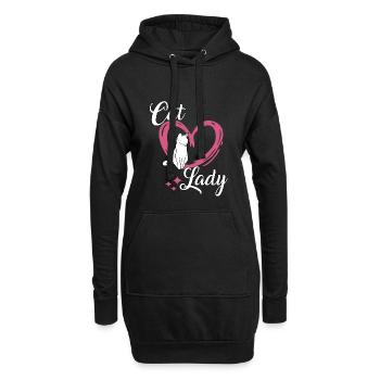 Mignon Chat Lady Motif Chat Propriétaire Chats - Sweat-shirt à capuche long Femme - noir - Devant