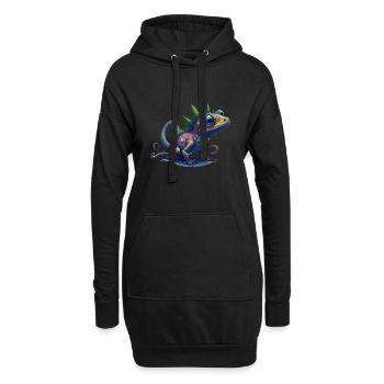 Gamer's Perfect Illustration - Cute Colorful Gekko - Hoodie-Kleid - Schwarz - Vorne