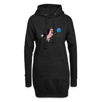 Süßes Pferd spielt Volleyball und Springt Grunge - Hoodie-Kleid - Schwarz - Vorne