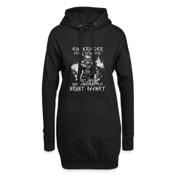 Wikinger Krieger Mythos der Nordmänner Schlachtruf - Hoodie-Kleid - Schwarz - Vorne