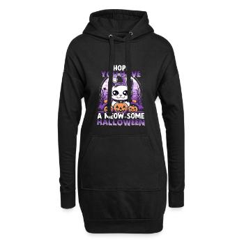 Costume d'Halloween de chat kawaii pour les fans - Sweat-shirt à capuche long Femme - noir - Devant