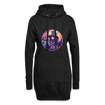 Kawaii Chibi Hexe Halloween Verkleidung Anime - Hoodie-Kleid - Schwarz - Vorne