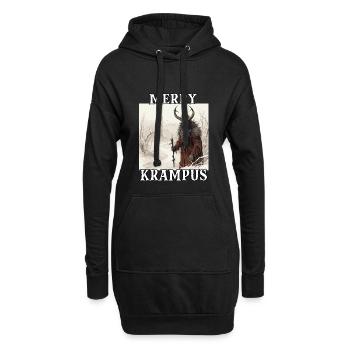 Merry Krampus | Kramperl | Krampus Kostüm - Hoodie-Kleid - Schwarz - Vorne