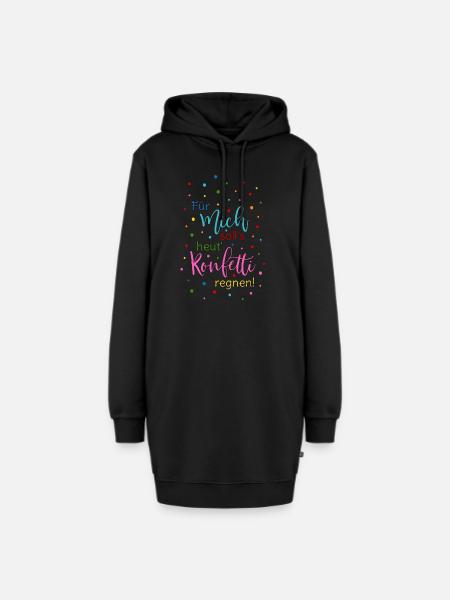 Für mich soll's heut Konfetti regnen in bunt - Hoodie-Kleid - Schwarz