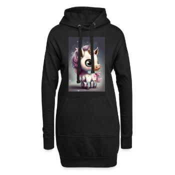 Licorne Chibi - Sweat-shirt à capuche long Femme - noir - Devant