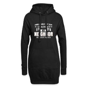 Ich verstehe mich mit meinem Nachbarn - Hoodie-Kleid - Schwarz - Vorne