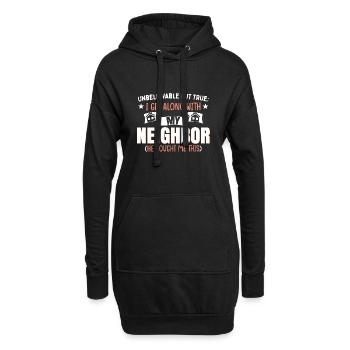 Drôle de blague de voisin de quartier - Sweat-shirt à capuche long Femme - noir - Devant