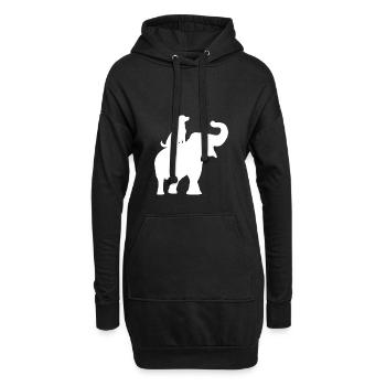 Silhouette eines sitzenden Elefanten und eines Hundes - Hoodie-Kleid - Schwarz - Vorne