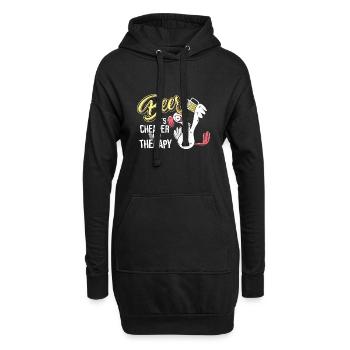 Beer günstiger als Therapie - Hoodie-Kleid - Schwarz - Vorne