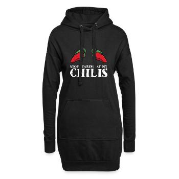 Poivrons rouges piquants épicés drôle Arrêtez de regarder mon - Sweat-shirt à capuche long Femme - noir - Devant