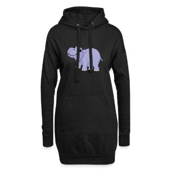Hippopotame pygmée mignon - MiniHippo - Sweat-shirt à capuche long Femme - noir - Devant