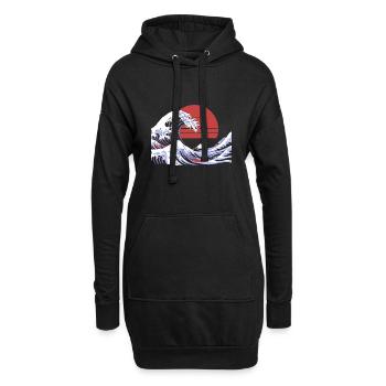 Big Wave Vaporwave Aesthetic 80s Anime Fashion - Hoodie-Kleid - Schwarz - Vorne