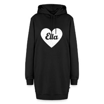 Ella Name Grosses Herz Liebe Grafik Geschenk - Hoodie-Kleid - Schwarz - Vorne