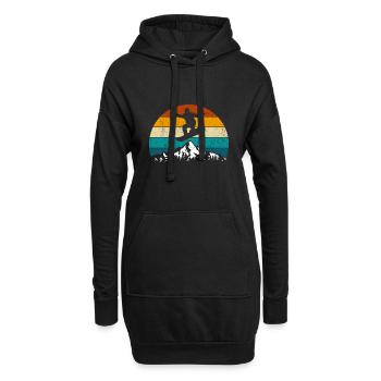 Snowboard, Halfpipe, Sports d’hiver, Coucher de soleil rétro - Sweat-shirt à capuche long Femme - noir - Devant