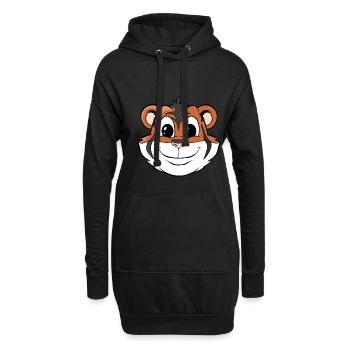 Süßer Cartoon Tiger - Hoodie-Kleid - Schwarz - Vorne
