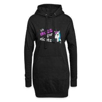 Ich muss gar nichts, lustiges grimmiges Einhorn - Hoodie-Kleid - Schwarz - Vorne