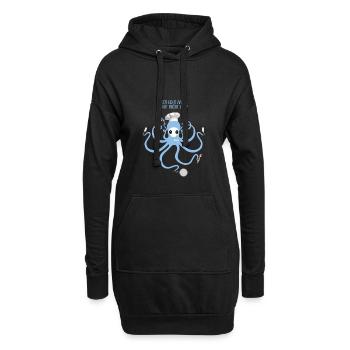 Pieuvre cadeau sort chef chef poêle fourche - Sweat-shirt à capuche long Femme - noir - Devant