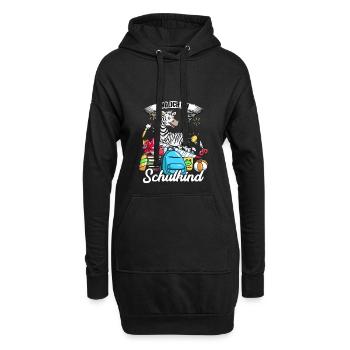 Enfin un écolier inscription cadeau zèbre - Sweat-shirt à capuche long Femme - noir - Devant