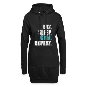 Mangez sommeil gym répétition - Sweat-shirt à capuche long Femme - noir - Devant