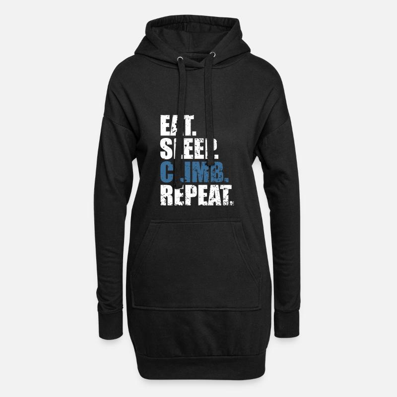 Eat sleep climb repeat besteigen - Hoodie-Kleid - Schwarz
