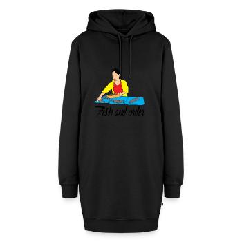 Fisch Stand Markt - Hoodie-Kleid - Schwarz - Vorne - AI Model Female 172 light (172cm)