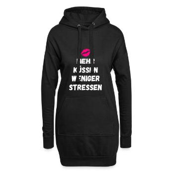 Mehr Küssen Weniger Stressen Lippen Geschenke - Hoodie-Kleid - Schwarz - Vorne
