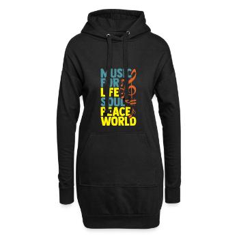 Musik fürs Leben Geschenk Frieden Welt - Hoodie-Kleid - Schwarz - Vorne