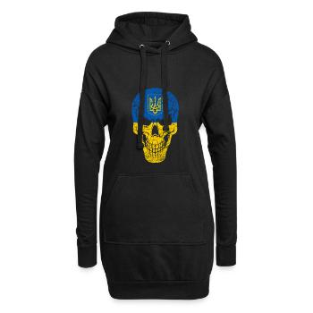 Crâne crâne Ukraine nation Crimée Ukrainiens - Sweat-shirt à capuche long Femme - noir - Devant