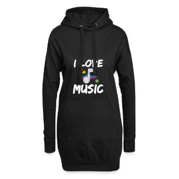 I Love Music I Musik Musiker Note Noten Charts - Hoodie-Kleid - Schwarz - Vorne