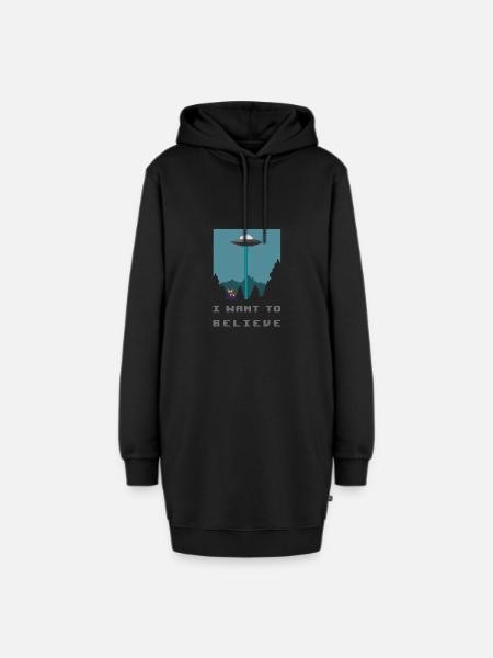 I want to believe - Pixelart Alien Raumschiff - Hoodie-Kleid - Schwarz