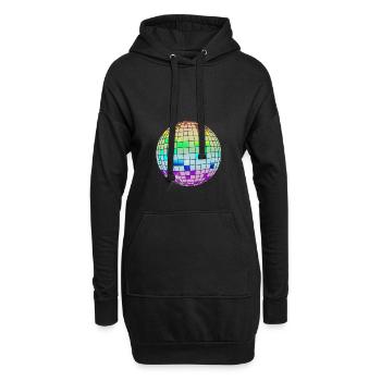 bunte Discokugel - Hoodie-Kleid - Schwarz - Vorne