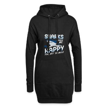 requin - Sweat-shirt à capuche long Femme - noir - Devant