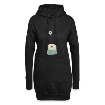 Sachet de thé cadeau bébé maman enceinte - Sweat-shirt à capuche long Femme - noir - Devant