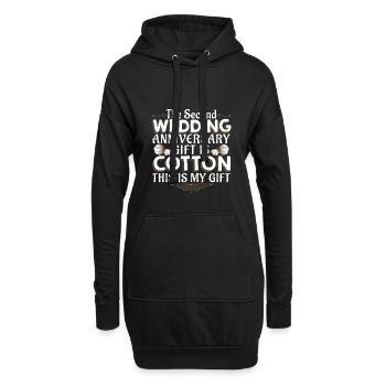 2e anniversaire de mariage cadeau de mariage en coton - Sweat-shirt à capuche long Femme - noir - Devant
