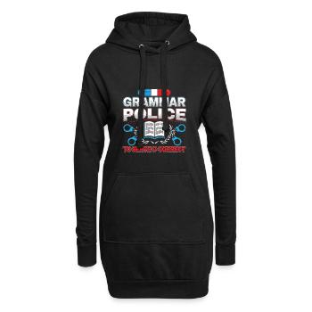 Grammaire Police Littérature Linguistique Cadeau - Sweat-shirt à capuche long Femme - noir - Devant