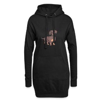 Weihnachtsdackel-Lichter - Hoodie-Kleid - Schwarz - Vorne