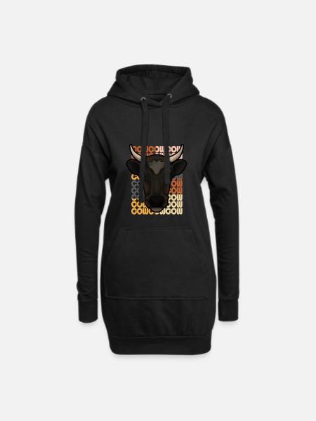 Kuh - Hoodie-Kleid - Schwarz