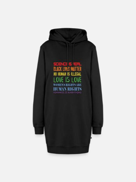 Politische Fragen - Menschenrechte - Demokratie - Hoodie-Kleid - Schwarz