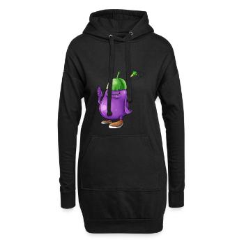 Aubergine Lauch Geschenk Gemüse Veganer Karotte - Hoodie-Kleid - Schwarz - Vorne