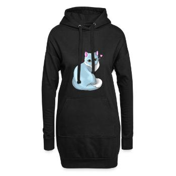 Amour chat cadeau amoureux des animaux chat siamois miaou - Sweat-shirt à capuche long Femme - noir - Devant