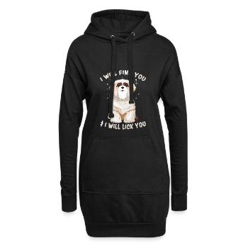 Doux chien maître cadeau de se promener - Sweat-shirt à capuche long Femme - noir - Devant