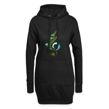 Clef Design Music Gift Flûte Guitare - Sweat-shirt à capuche long Femme - noir - Devant