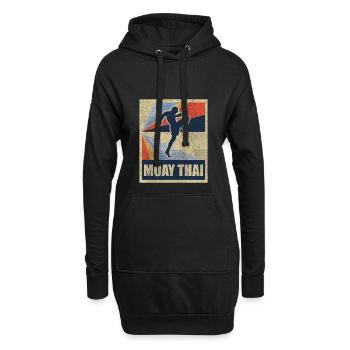 Muay Thai Boxe cadeau Fighting Retro - Sweat-shirt à capuche long Femme - noir - Devant